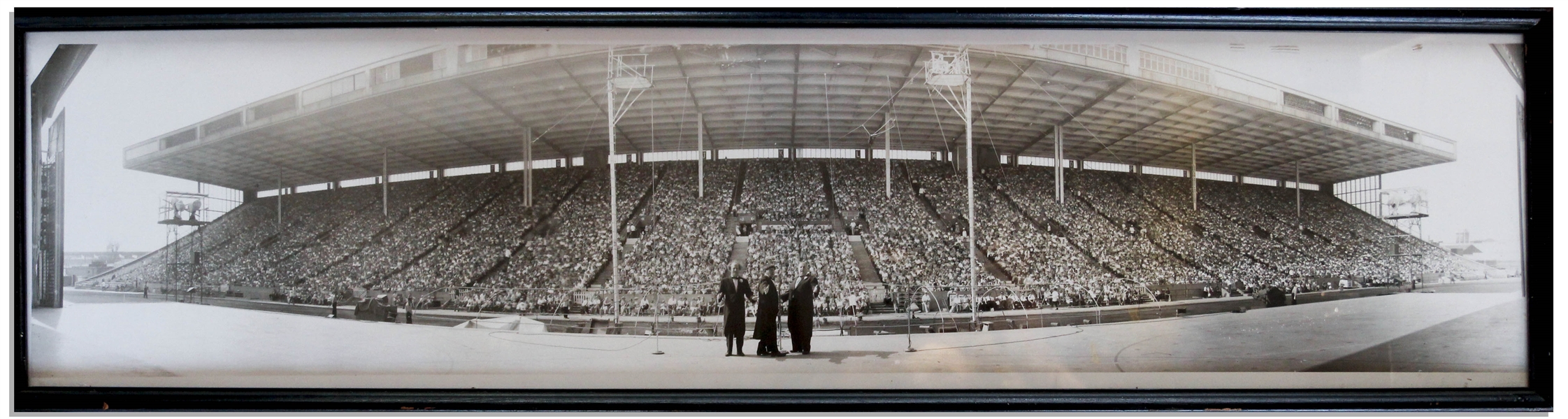 31.5'' x 8.25'' Panoramic Photo That Hung in Moe's Office of The Three Stooges Performing at the Canadian National Exposition on August 19, 1963 -- Some Wear to Frame, Overall Very Good Plus Condition